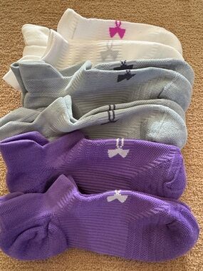 Under Armour Women's No-Show Socks - Purple, Gray, White